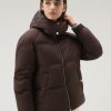 Woolrich Clothing - Woolrich Alsea Short Down Jacket with Detachable Hood Soil Brown Women DL82311 Clothing