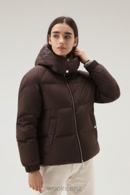 Woolrich Clothing - Woolrich Alsea Short Down Jacket with Detachable Hood Soil Brown Women DL82311 Clothing