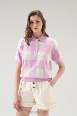 Woolrich Clothing - Woolrich American Check Polo in Yarn-Dyed Stretch Cotton Blend Smoky Rose Buffalo Women DL8220 Clothing