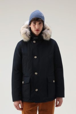 Woolrich Clothing - Woolrich Arctic Anorak in Ramar Cloth with Detachable Fur Melton Blue Men DL82860 Clothing