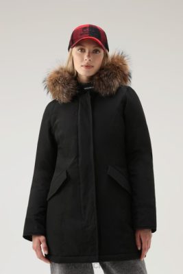 Woolrich Clothing - Woolrich Arctic Parka in Ramar Cloth with Detachable Fur Trim Black Women DL82368 Clothing
