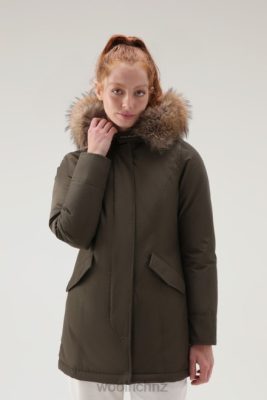 Woolrich Clothing - Woolrich Arctic Parka in Ramar Cloth with Detachable Fur Trim Dark Green Women DL82362 Clothing