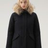 Woolrich Clothing - Woolrich Arctic Parka in Ramar Cloth with Detachable Fur Trim Dark Navy Women DL82365 Clothing