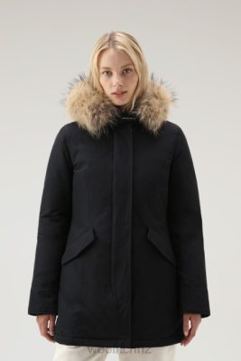 Woolrich Clothing - Woolrich Arctic Parka in Ramar Cloth with Detachable Fur Trim Dark Navy Women DL82365 Clothing