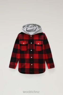 Woolrich Clothing - Woolrich B Hooded Buffalo Check Overshirt Red Buffalo Boys DL82923 Clothing