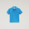 Woolrich Clothing - Woolrich B Monterey Polo in Stretch Cotton Piquet Campanula Blue Boys DL82905 Clothing