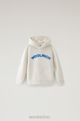 Woolrich Clothing - Woolrich B Varsity Hoodie in Pure Cotton Milky Cream Boys DL82914 Clothing
