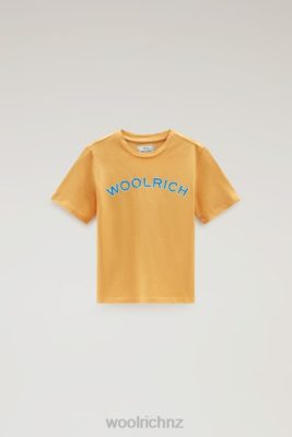 Woolrich Clothing - Woolrich B Varsity Logo Tee in Pure Cotton Fire Yellow Boys DL82887 Clothing