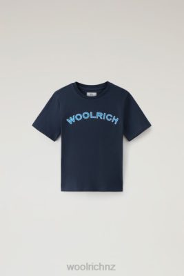 Woolrich Clothing - Woolrich B Varsity Logo Tee in Pure Cotton Melton Blue Boys DL82881 Clothing