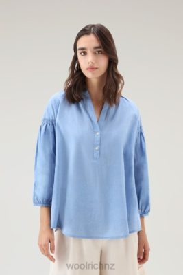 Woolrich Clothing - Woolrich Blouse in Pure Cotton Chambray Pale Indigo Women DL8217 Clothing