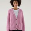 Woolrich Clothing - Woolrich Cardigan in Pure Organic with Natural Garment-Dye Finish Smoky Rose Women DL82125 Clothing
