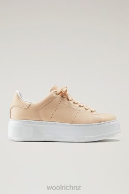 Woolrich Clothing - Woolrich Chunky Court Sneakers in Calf Leather with Contrast Details Peach Women DL8292 Footwear