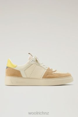 Woolrich Clothing - Woolrich Classic Basket Sneakers in Soft Leather and Suede Nude Yellow Men DL82623 Footwear