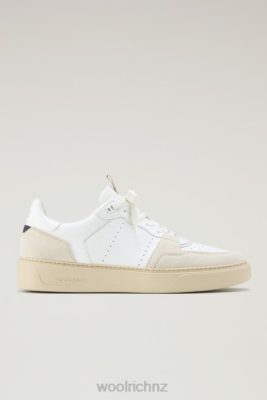 Woolrich Clothing - Woolrich Classic Basket Sneakers in Soft Leather and Suede with Contrast Details Beige White Men DL82596 Footwear
