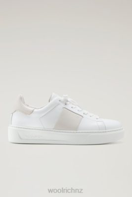 Woolrich Clothing - Woolrich Classic Court Sneakers in Soft Calf Leather with Contrast Details White Cream Women DL82176 Footwear
