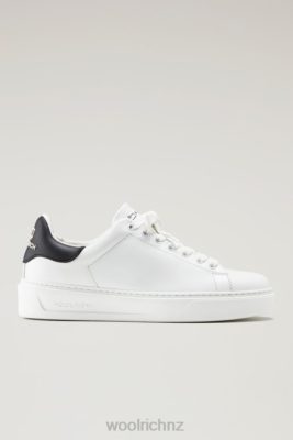 Woolrich Clothing - Woolrich Classic Court Sneakers in Soft Calf Leather with Contrast Rear Patch White Black Women DL8250 Footwear