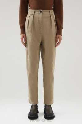 Woolrich Clothing - Woolrich Cotton Twill Cargo Pants Gold Khaki Women DL82248 Clothing
