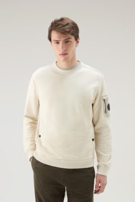 Woolrich Clothing - Woolrich Crewneck Sweatshirt in Cotton Blend with Pockets Milky Cream Men DL82566 Clothing