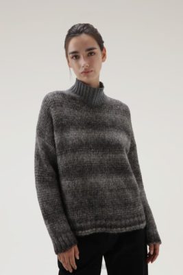Woolrich Clothing - Woolrich Degrade Turtleneck in Alpaca Wool and Cotton Blend Charcoal Melange Women DL82266 Clothing