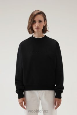 Woolrich Clothing - Woolrich Embroidered Logo Fleece Sweatshirt Black Women DL82257 Clothing