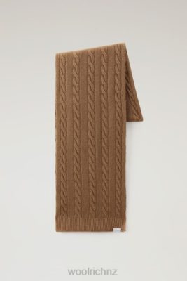 Woolrich Clothing - Woolrich Garment-Dyed Cable-knit Scarf Dark Camel Women DL82275 Accessories