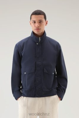 Woolrich Clothing - Woolrich Garment-Dyed Crew Bomber Jacket in Pure Cotton Melton Blue Men DL82497 Clothing