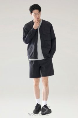 Woolrich Clothing - Woolrich High Aeration Cardigan in Stretch Ripstop Black Men DL82578 Clothing