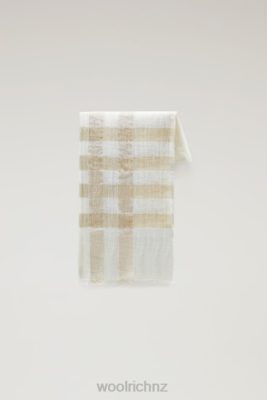 Woolrich Clothing - Woolrich Light Check Scarf in a Linen Blend Feather Beige Buffalo Women DL82149 Accessories