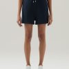 Woolrich Clothing - Woolrich Light Shorts in Pure Cotton Melton Blue Women DL82197 Clothing