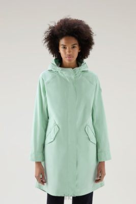Woolrich Clothing - Woolrich Long Summer Parka in Urban Touch Harbor Green Women DL8265 Clothing