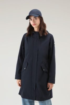 Woolrich Clothing - Woolrich Long Summer Parka in Urban Touch Melton Blue Women DL828 Clothing