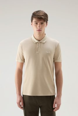 Woolrich Clothing - Woolrich Mackinack Polo in Garment-Dye Stretch Cotton Piquet Beach Sand Men DL82809 Clothing