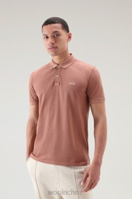 Woolrich Clothing - Woolrich Mackinack Polo in Garment-Dye Stretch Cotton Piquet Warm Brown Heather Men DL82803 Clothing
