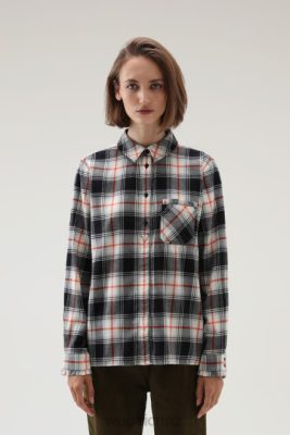 Woolrich Clothing - Woolrich Madras Light Flannel Check Shirt Flame Black Check Women DL82224 Clothing