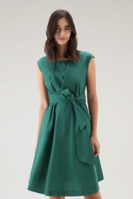 Woolrich Clothing - Woolrich Midi Dress in Pure Cotton Poplin Evergreen Women DL82338 Clothing
