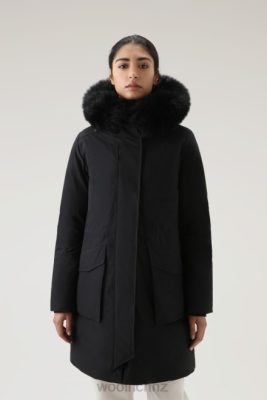 Woolrich Clothing - Woolrich Military Parka in Urban Touch Fabric with Fur Liner Black Women DL82290 Clothing