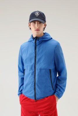 Woolrich Clothing - Woolrich Packable Windbreaker in Crinkle Nylon Campanula Blue Men DL82560 Clothing