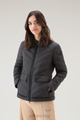 Woolrich Clothing - Woolrich Padded Short Jacket with Chevron Quilting Black Women DL8232 Clothing