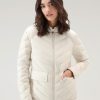 Woolrich Clothing - Woolrich Padded Short Jacket with Chevron Quilting Milky Cream Women DL8235 Clothing