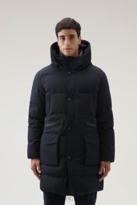 Woolrich Clothing - Woolrich Parka with Detachable Logo Wool Visor Melton Blue Men DL82740 Clothing