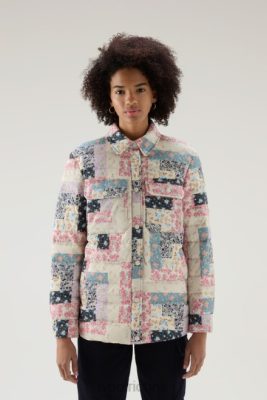 Woolrich Clothing - Woolrich Pennsylvania Quilted Overshirt with Patchwork Print Cream Patchwork Women DL8226 Clothing