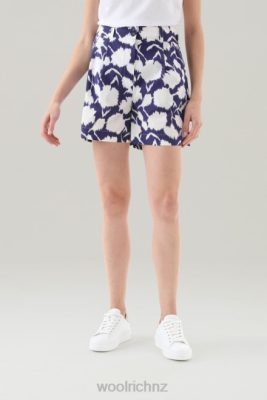Woolrich Clothing - Woolrich Printed Shorts in Pure Cotton Poplin Melton Blue Flower Women DL82137 Clothing