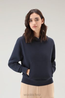 Woolrich Clothing - Woolrich Pure Cotton Hoodie with Embroidered Logo Melton Blue Women DL82329 Clothing