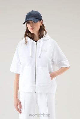 Woolrich Clothing - Woolrich Pure Cotton Hoodie with Three Quarter Sleeves Bright White Women DL82161 Clothing