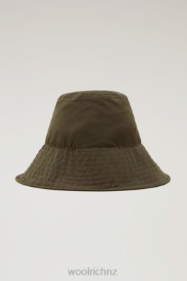 Woolrich Clothing - Woolrich Rain Bucket Hat in Soft Eco Ramar with Drawcord Dark Green Women DL82152 Accessories