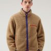 Woolrich Clothing - Woolrich Reversible Curly Fleece in Sherpa and Taslan nylon Gold Khaki Men DL82689 Clothing