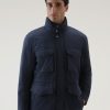 Woolrich Clothing - Woolrich Ripstop Field Jacket with Sherpa Wool Lining Melton Blue Men DL82749 Clothing