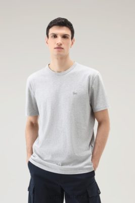 Woolrich Clothing - Woolrich Sheep T-Shirt in Pure Cotton Light Grey Melange Men DL82518 Clothing