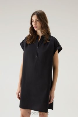 Woolrich Clothing - Woolrich Short Dress in Pure Cotton Poplin with Gathered Details Black Women DL82110 Clothing