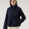 Woolrich Clothing - Woolrich Short Parka in Vitale Barberis Canonico Pure Virgin Wool with Hood Melton Blue Women DL82179 Clothing